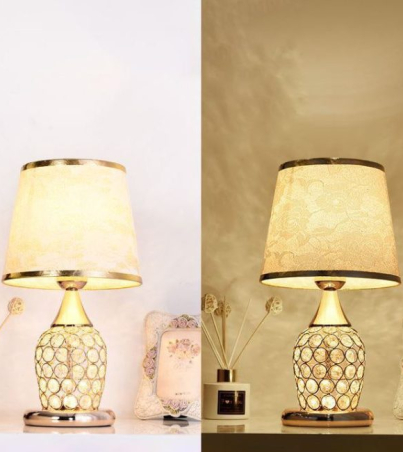 European Crystal Fabric Creative Pattern Design 1-Light Table Lamp B _ 220V-240V For UK_AU (1)