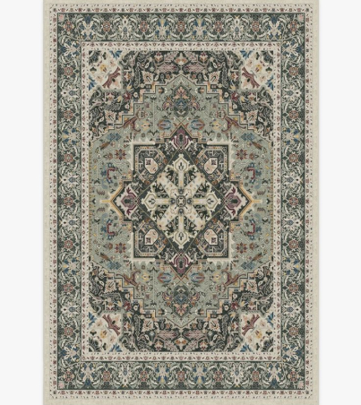 Hendesi Heriz Sage Rug _ Ruggable