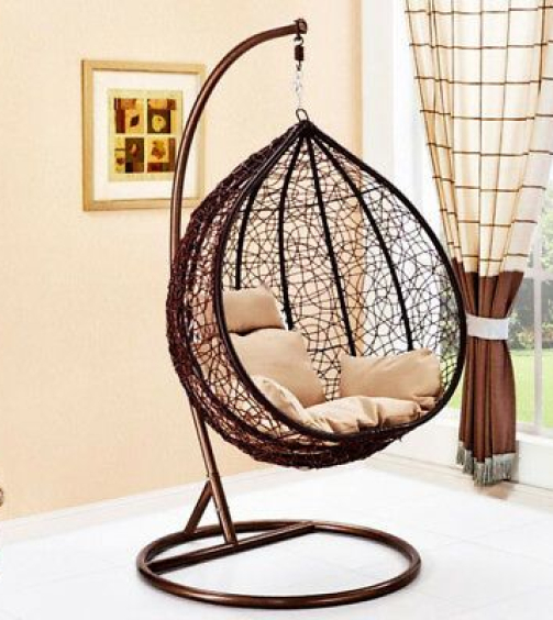 Brown Hanging Rattan Swing Patio Garden Chair…