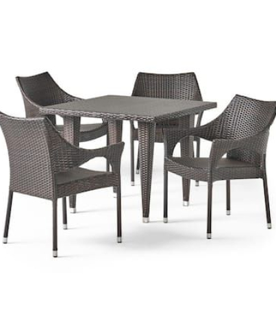 Cliff Multi-Brown 5-Piece Faux Rattan Outdoor Dining Set