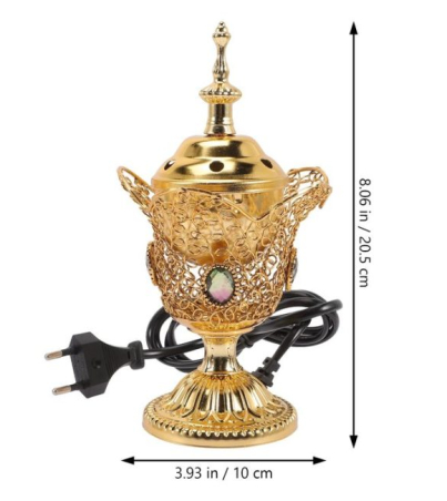 Electric Middle East Church Censer Metal Incense Burner Vintage Incense Burner Vintage Sandalwood Incense Burner(EU Plug)